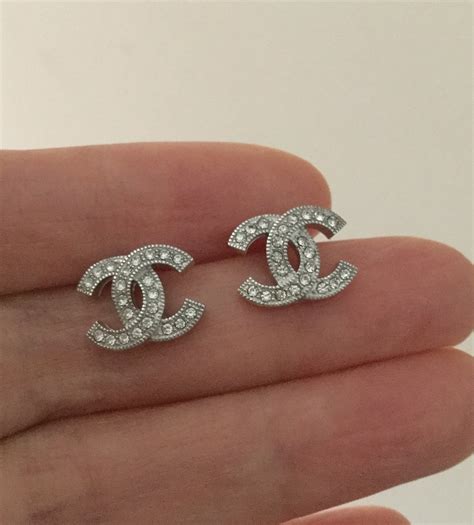 chanel cc stud earrings silver|chanel cc earrings sterling silver.